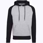 Raglan Hoodie mit Kängurutasche – Heather Grey/Black