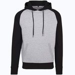 Raglan Hoodie mit Kängurutasche – Heather Grey/Black