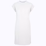 BuildYourBrand Women's Dress with Stand-Up Collar and Shoulder Details, Black XS, BY101 – White
