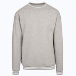 Herren Sweatshirt mit Streifen – Heather Grey/White