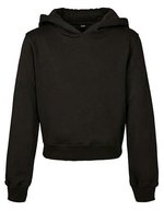 BuildYourBrand Bauchfreies Mädchen-Cropped-Sweatshirt mit Kapuze – Black