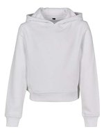 BuildYourBrand Bauchfreies Mädchen-Cropped-Sweatshirt mit Kapuze – White