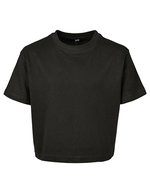 BuildYourBrand Mädchen Cropped Jersey T-Shirt Baumwolle – Black