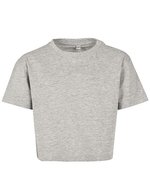 BuildYourBrand Mädchen Cropped Jersey T-Shirt Baumwolle – Heather Grey