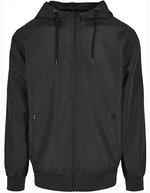 BuildYourBrand Recycled Windrunner Jacke Schwarz mit Kapuze – Black/Black
