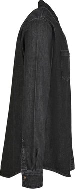 BuildYourBrand Schwarzes gewaschenes Denim-Hemd mit Brusttaschen, Black Washed S, BY152 – Bild 5