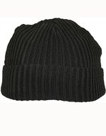 BuildYourBrand Recycelte Polyester Strickmütze mit Umschlag, Asphalt One Size, BY154 – Nero