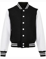 BuildYourBrand Bio-Baumwoll-Sweatjacke mit Druckknöpfen für Kinder – Black/White