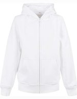BuildYourBrand Bio-Baumwoll Kapuzenpullover mit Reißverschluss, Heather Grey 134/140, BY188 – Bianco