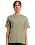 BuildYourBrand Oversize Damen T-Shirt mit Rundhalsausschnitt, White Sand XL, BY211 – Pallido Oliva