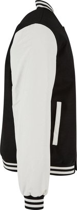 BuildYourBrand Oldschool College Jacket in Schwarz-Weiß, Black/White XS, BY269 – Bild 6