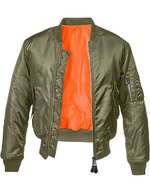 Build Your Brandit MA1 Bomberjacke mit orangefarbenem Innenfutter – Olive