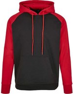 Build Your Brand Basic Basic Raglan Hoody mit Kängurutasche – Black/Red