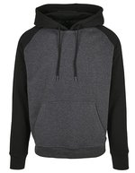 Build Your Brand Basic Basic Raglan Hoody mit Kängurutasche – Charcoal/Black