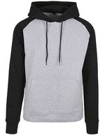 Build Your Brand Basic Basic Raglan Hoody mit Kängurutasche – Heather Grey/Black