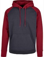 Build Your Brand Basic Basic Raglan Hoody mit Kängurutasche – Navy/Burgundy