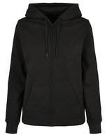 Basic Zip Hoody mit Kängurutasche für Damen – Black