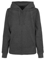 Basic Zip Hoody mit Kängurutasche für Damen – Charcoal