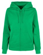 Basic Zip Hoody mit Kängurutasche für Damen – Grass Green