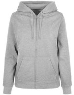 Build Your Brand Basic Basic Zip Hoody mit Kängurutasche für Damen, Navy L, BYBB009 – Melange Grigio