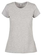 Build Your Brand Basic Basic T-Shirt mit Rundhals für Damen, City Red S, BYBB012 – Heather Grey
