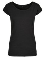 Build Your Brand Basic T-Shirt mit weitem Ausschnitt für Damen – Black