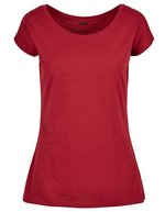 Build Your Brand Basic T-Shirt mit weitem Ausschnitt für Damen – Burgundy