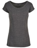Build Your Brand Basic T-Shirt mit weitem Ausschnitt für Damen – Charcoal