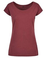 Build Your Brand Basic T-Shirt mit weitem Ausschnitt für Damen – Cherry