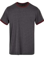 Build Your Brand Basic Ringer T-Shirt Regular Fit für Herren – Charcoal/Cherry