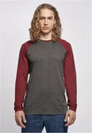Build Your Brand Basic T-shirt manches longues raglan contrasté en Coton, Charcoal/Black XS, BYBB023 – image 2