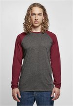 Build Your Brand Basic Kontrast-Raglan Langarmshirt aus Baumwolle, White/Black 3XL, BYBB023 – Bild 1