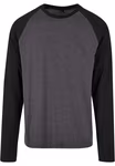 Build Your Brand Basic T-shirt manches longues raglan contrasté en Coton, Charcoal/Black XS, BYBB023 – image 3