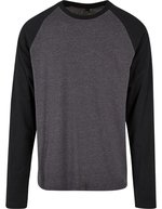 Build Your Brand Basic Kontrast-Raglan Langarmshirt aus Baumwolle – Charcoal/Black
