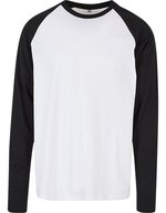 Build Your Brand Basic Kontrast-Raglan Langarmshirt aus Baumwolle – White/Black