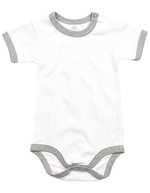 Baby Ringer Bodysuit – White/Heather Grey Melange
