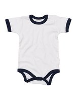 Baby Ringer Bodysuit – White/Nautical Navy