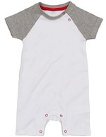 Babybugz Baby Baseball Strampler aus Bio-Baumwolle, White/Heather Grey Melange 3-6 Monate, BZ41 – White/Heather Grey Melange/Red