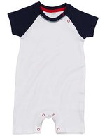 Babybugz Baby Baseball Strampler aus Bio-Baumwolle, White/Heather Grey Melange 3-6 Monate, BZ41 – White/Navy/Red
