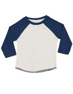 Babybugz Baby Superstar Baseball T-Shirt Bio-Baumwolle, Washed White/Swiss Navy 6-12 Monate, BZ43 – Bild 2