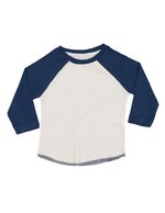 Babybugz Baby Superstar Baseball T-Shirt Bio-Baumwolle, Washed White/Swiss Navy 6-12 Monate, BZ43 – Bild 3