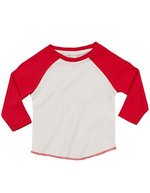 Babybugz Baby Superstar Baseball T-Shirt Bio-Baumwolle, Washed White/Swiss Navy 6-12 Monate, BZ43 – Washed White/Warm Red