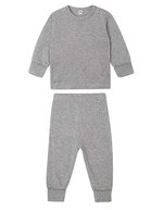 Babybugz Bio-Baumwolle Baby Pyjama mit Ripp-Bündchen, Dusty Blue 2-3 Jahre, BZ67 – Heather Grey Melange