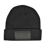 L-merch rPET Beanie mit nachhaltigem Patch, Black One Size, C1449 – Bild 1