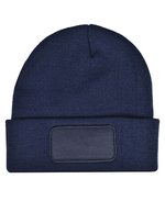 L-merch rPET Beanie mit nachhaltigem Patch – Navy