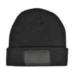 L-merch Strickmütze mit breiter Krempe und Patch, Black One Size, C1451 – Bild 1