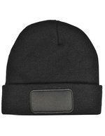L-merch Strickmütze mit breiter Krempe und Patch – Black