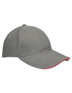L-merch Heavy Brushed Cap aus Baumwolle, Black One Size, C1926 – Grey/Red