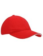 L-merch Heavy Brushed Cap aus Baumwolle, Black One Size, C1926 – Red/White