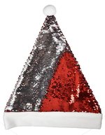 L-merch Pailletten Nikolausmütze in Rot und Weiß – Red/White